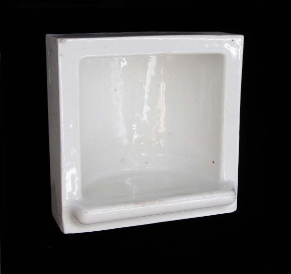 Bathroom - Reclaimed 6 in. Square White Ceramic Flush Mount Soap Dish