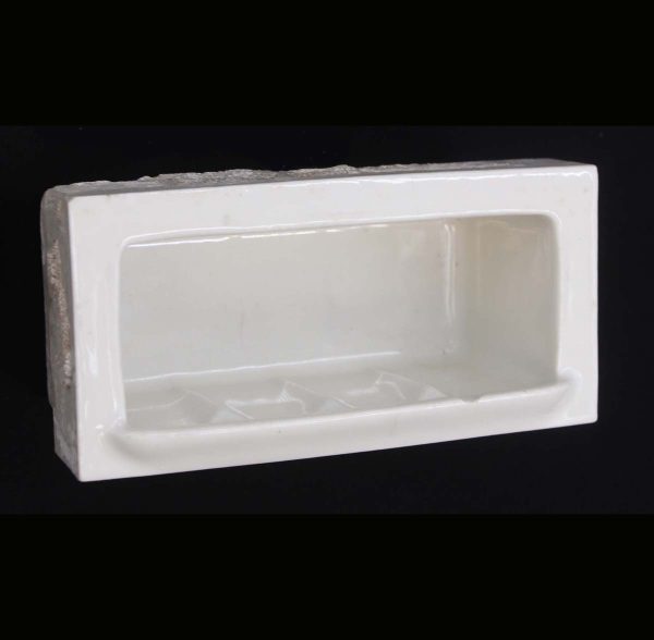 Bathroom - Reclaimed Rectangular White Ceramic Flush Mount Soap Dish