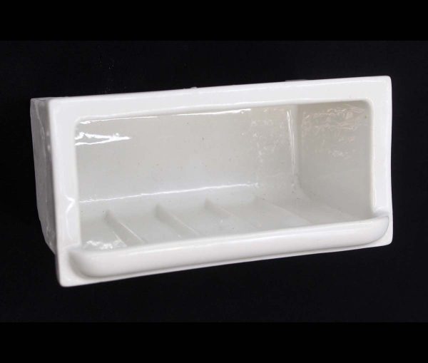 Bathroom - Reclaimed Rectangular White Ceramic Recessed Soap Dish