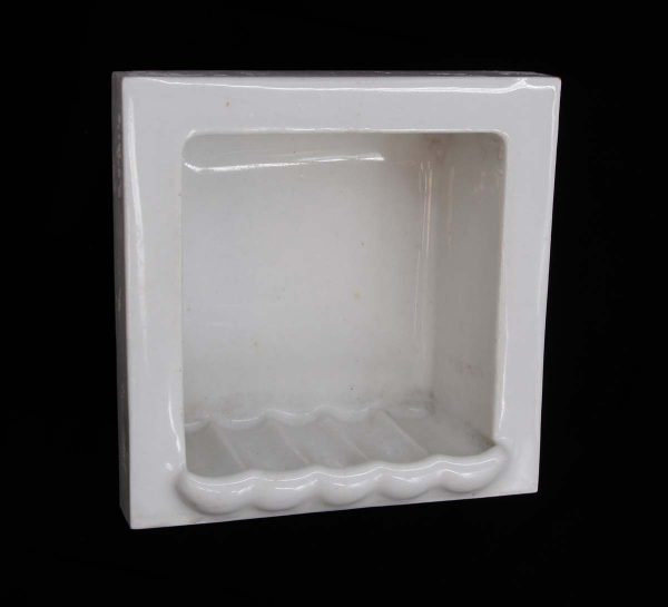 Bathroom - Vintage 6 in. Square White Ceramic Flush Mount Soap Dish