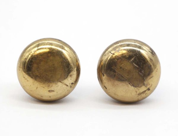 Cabinet & Furniture Knobs - Pair of Vintage 1 in. Polished Brass Cabinet Drawer Knobs