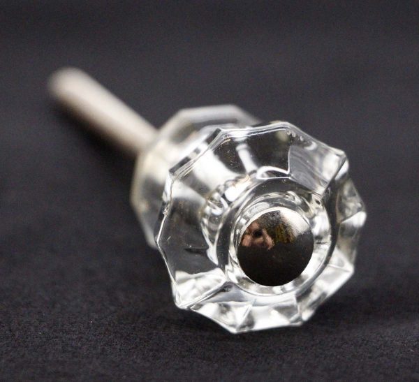 Cabinet & Furniture Knobs - Vintage 0.875 in. Fluted Clear Glass Drawer Cabinet Knob