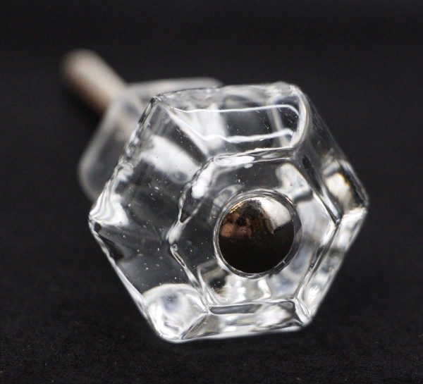 Cabinet & Furniture Knobs - Vintage 1.25 in. Clear Glass Hexagon Drawer Cabinet Knob