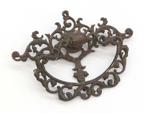 Cabinet & Furniture Pulls - Vintage 4.875 in. Darkened Brass Bail Dresser Drawer Pull