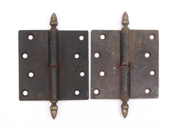 Door Hinges - Pair of Vintage 4 x 4 Black Cast Iron Lift Off Door Hinges