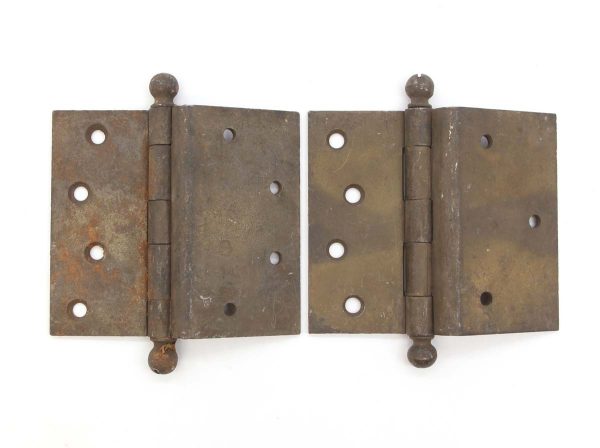 Door Hinges - Pair of Vintage 4 x 4.375 Cast Iron Offset Door Hinges