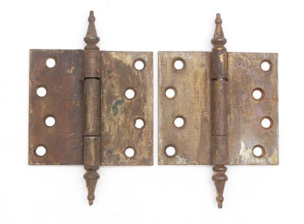 Door Hinges - Pair of Vintage 4.125 x 3.75 Steeple Tip Steel Door Hinges