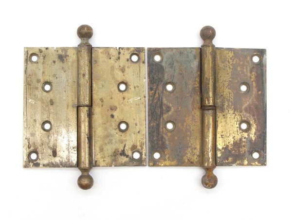 Door Hinges - Pair of Vintage 4.5 x 4.5 Brass Lift Off Door Hinges