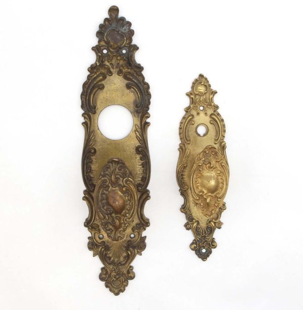 Door Knob Sets - Antique Corbin Rococo Bronze Oval Entry Door Knob Set