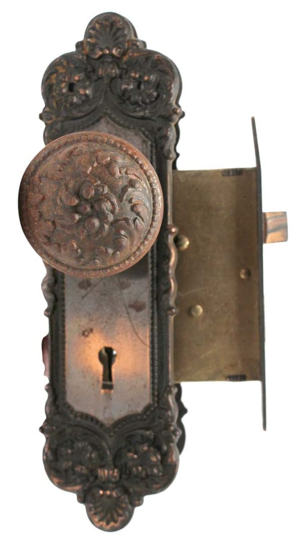 Door Knob Sets - Antique Yale & Towne Iron Monaco Interior Door Knob Set