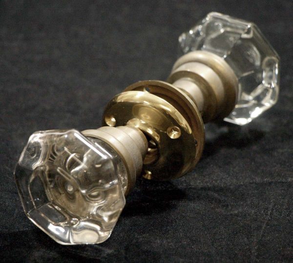 Door Knob Sets - Mercury Bullet Glass Door Knob Set with Brass Rosettes