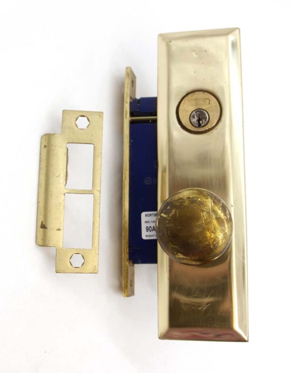 Door Knob Sets - Vintage Polished Brass Entry Door Knob Lock Set