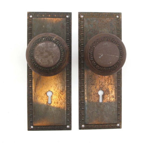 Door Knob Sets - Vintage Traditional Egg & Dart Steel Passage Door Knob Set