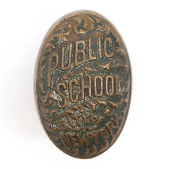 Door Knobs - Antique Bronze Oval Public School City of New York Door Knob