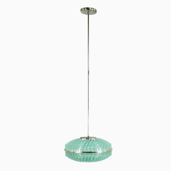 Down Lights - Mid Century Turquoise Blue Acrylic Brushed Steel Pole Pendant Light