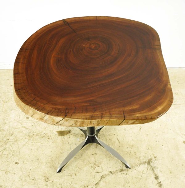 Farm Tables - Handcrafted 28 in. Live Edge Mahogany Wafer Steel Bistro Table