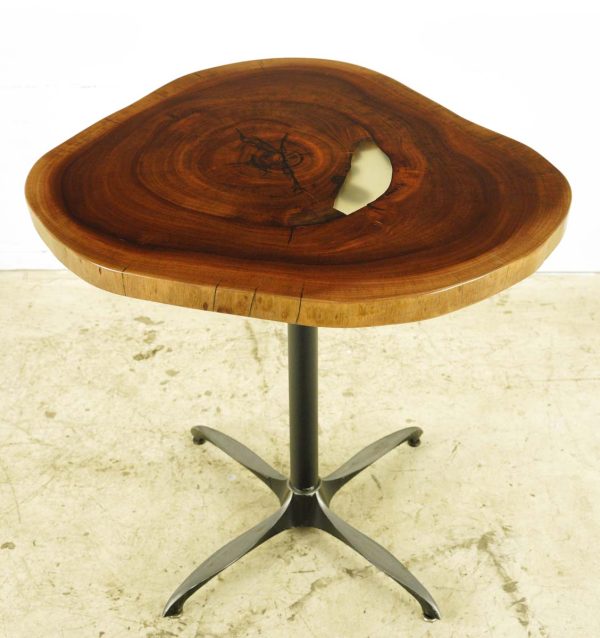 Farm Tables - Handcrafted 29 in. Live Edge Mahogany Wafer Steel Bistro Table