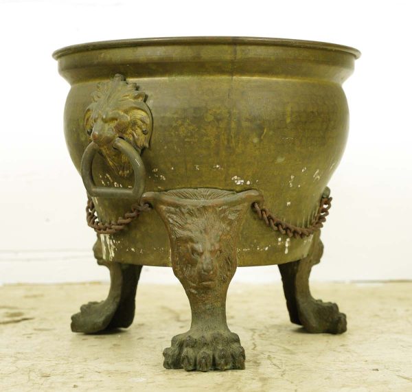 Garden Elements - Vintage Bronze Lion Claw Foot Planter with Ring Handles