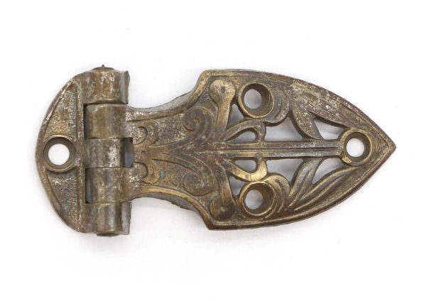 Ice Box Hardware - Antique 3.875 in. Art Nouveau Nickeled Bronze Offset Ice Box Hinge