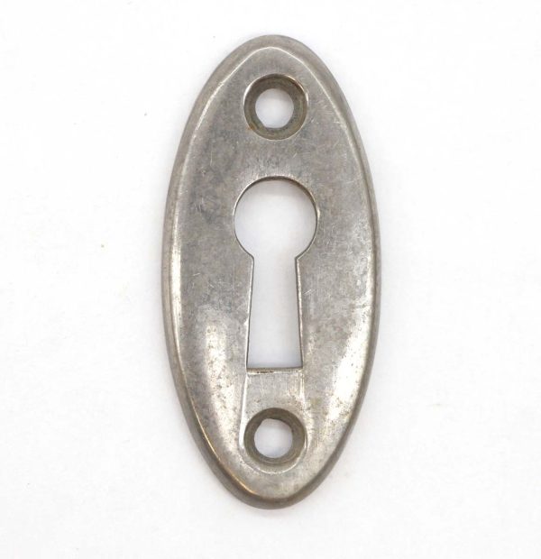 Keyhole Covers - Vintage Nickeled Brass Oval Traditional Keyhole Cover