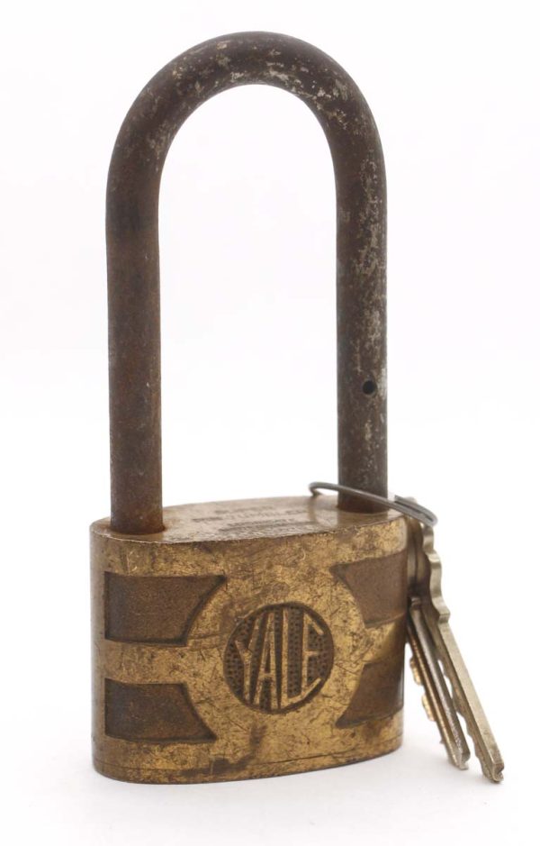 Locks - Antique Yale & Towne Brass Large Entry Dual Shackle Padlock