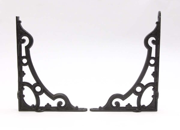 Shelf & Sign Brackets - Pair of Gothic 6.5 in. Cast Iron Black Shelf Brackets