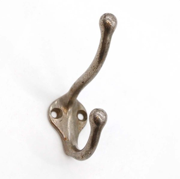 Single Hooks - Vintage Nickel Plated Steel Double Arm Wall Hook