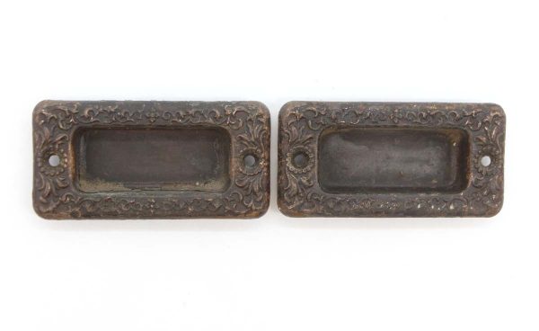 Window Hardware - Pair of Vintage 3.062 in. Victorian Black Brass Window Sash Lifts