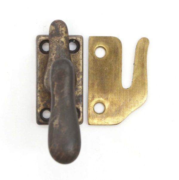 Window Hardware - Vintage Patina Brass Plated Steel Window Casement Latch