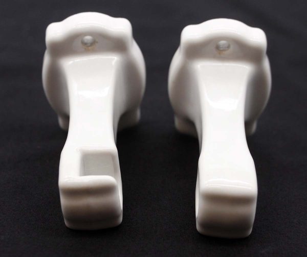 Bathroom - Pair of Vintage Surface White Ceramic Towel Bar Brackets