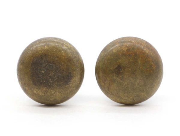 Cabinet & Furniture Knobs - Pair of Classic Vintage 1.25 in. Circle Brass Cabinet Knobs