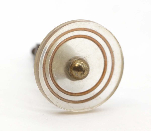 Cabinet & Furniture Knobs - Vintage 1.25 in. Lucite & Brass Plated Steel Concentric Drawer Knob