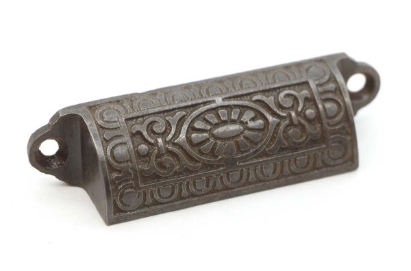 Cabinet & Furniture Pulls - Antique 3.125 in. Victorian Cast Iron Bin Pull