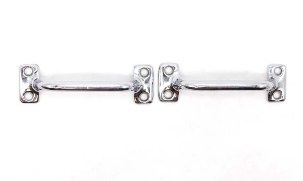 Cabinet & Furniture Pulls - Pair of Vintage 4 in. Chromed Brass Bridge Furniture Window Lift Pulls