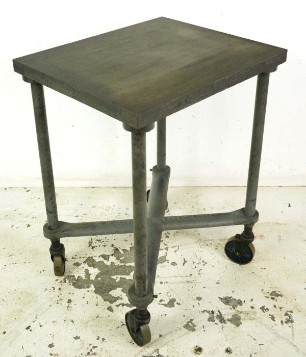 Commercial Furniture - Antique 37.75 in. Steel Rolling Turtle Table Factory Cart