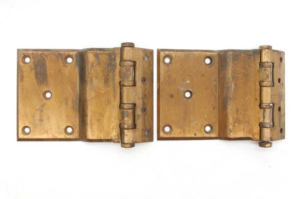 Door Hinges - Pair of Stanley Brass Plated Steel Offset Door Hinges