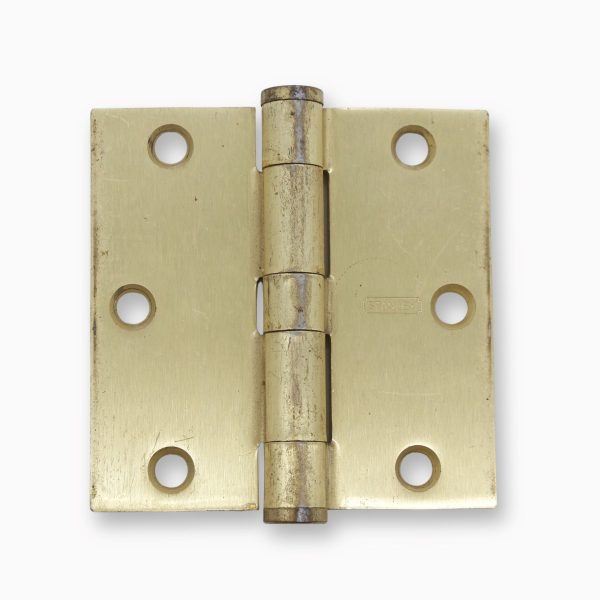 Door Hinges - Vintage Brushed Brass 3.5 x 3.5 Steel Stanley Butt Door Hinge