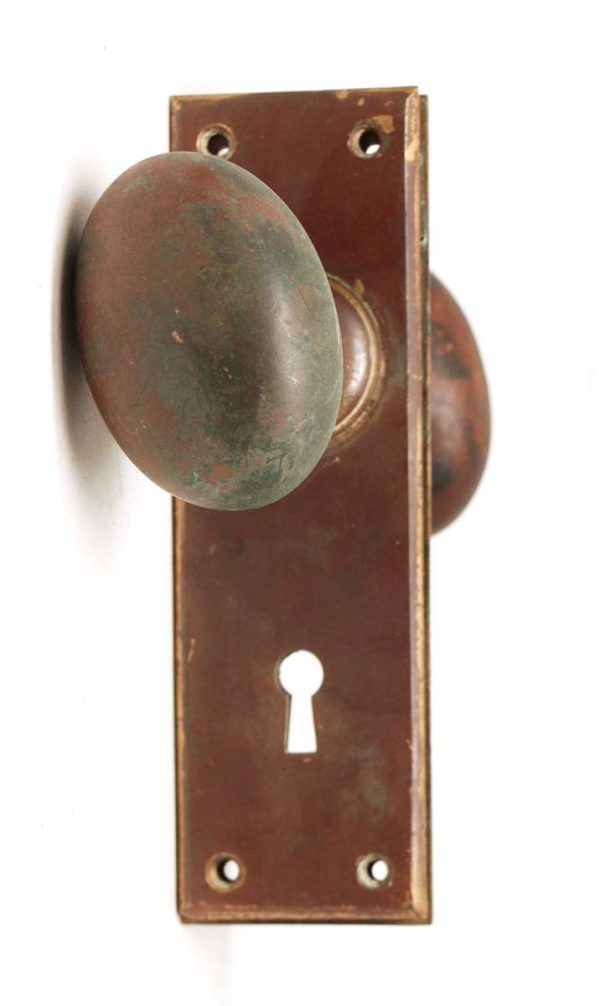 Door Knob Sets - Antique Bronze Oval Heavy Knob Set