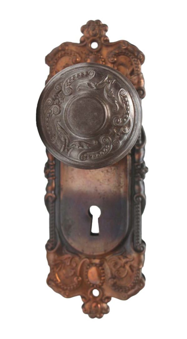 Door Knob Sets - Antique Corbin Holland Steel Door Knob Set