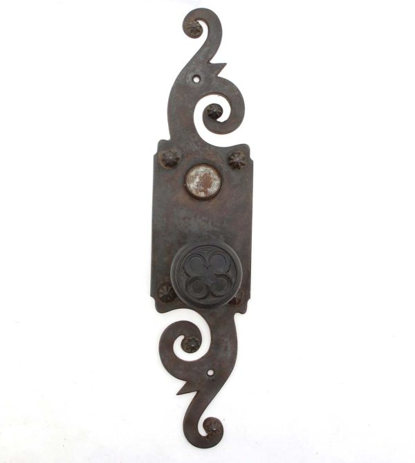 Door Knob Sets - Antique Yale & Towne Gothic Iron Door Knob Set