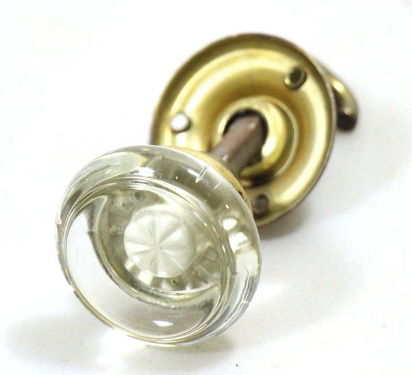 Door Knob Sets - Art Deco Glass Knob with Rosette & Closet Spindle