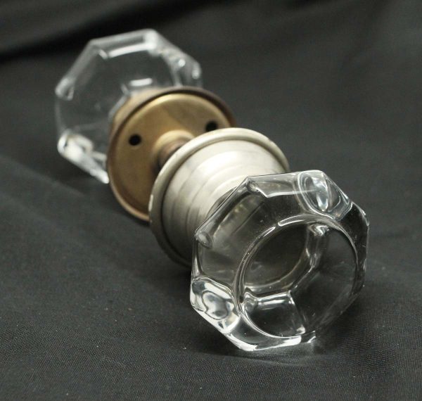 Door Knob Sets - Fixed Base Octagon Style Glass Knob Set