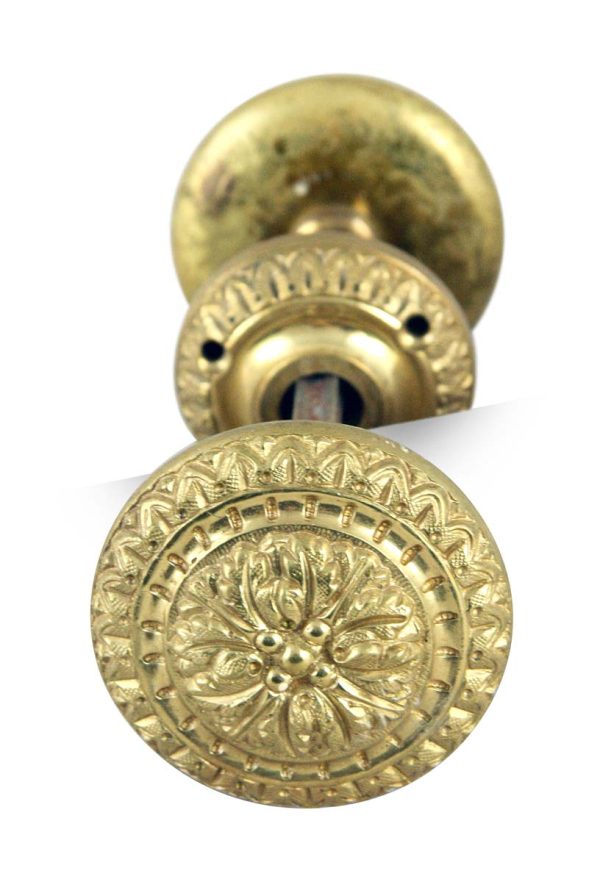 Door Knob Sets - Ornate Gold Plate Over Brass Door Knob Set