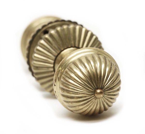 Door Knob Sets - Vintage Brass Fluted Knob Set