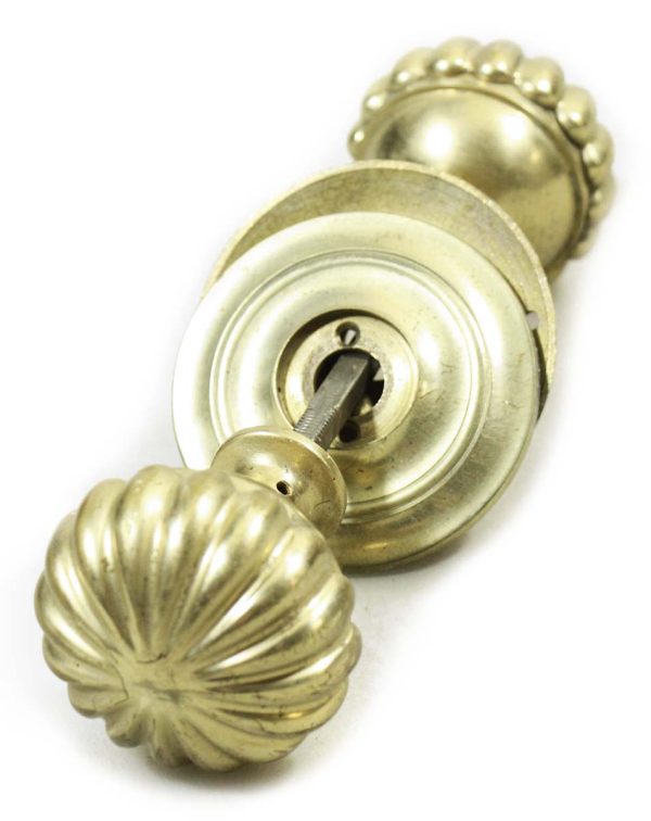 Door Knob Sets - Vintage Cast Brass Fluted Door Knob Set