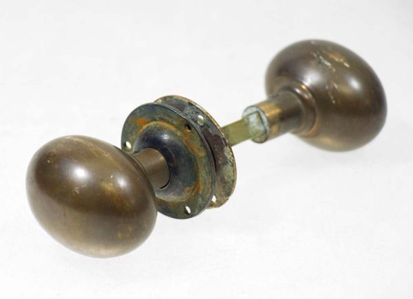 Door Knob Sets - Vintage Oval Egg Cast Bronze Passage Door Knob Set