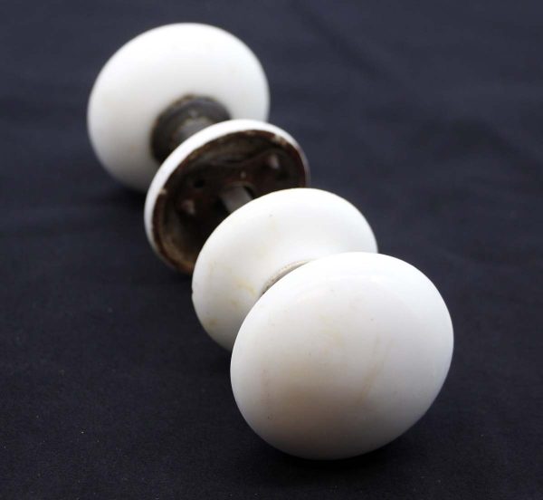 Door Knob Sets - Vintage Round White Ceramic Passage Door Knob Set