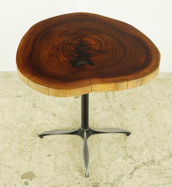 Farm Tables - Handcrafted 31.5 in. Live Edge Mahogany Wafer Steel Bistro Table