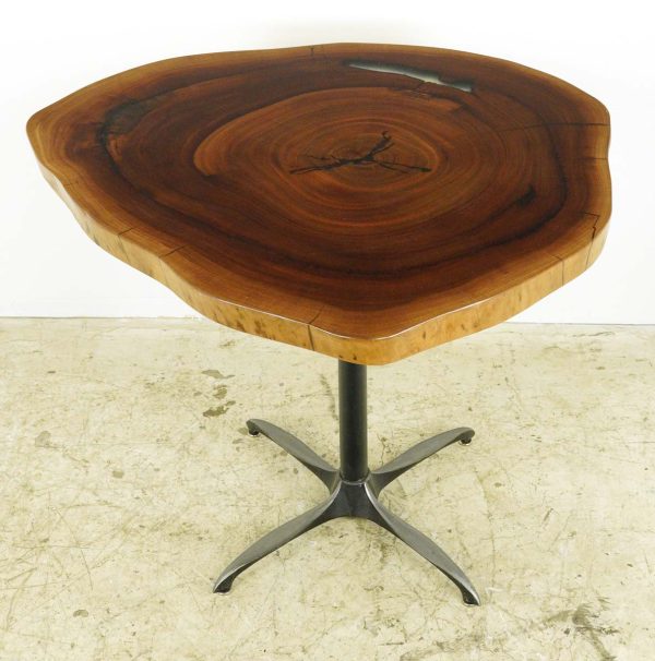 Farm Tables - Handcrafted 38 in. Live Edge Mahogany Wafer Steel Bistro Table