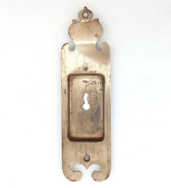 Pocket Door Hardware - Vintage 7.75 in. Brushed Brass Steel Pocket Door Plate